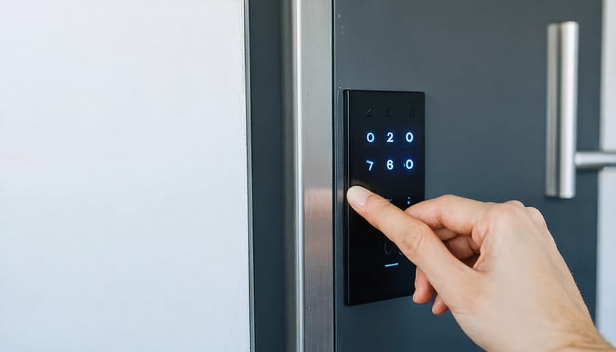 Modern biometric security system with fingerprint scanner and keypad