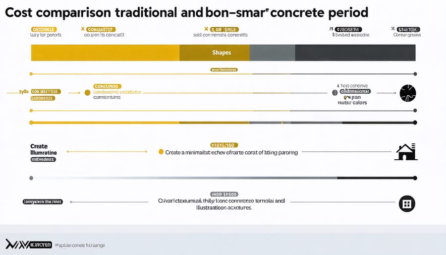Bar graph comparing initial and long-term costs of traditional versus eco-friendly concrete