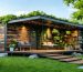 Conceptual illustration of an eco-friendly shed merging reclaimed wood and recycled metal, surrounded by greenery and bathed in natural light.