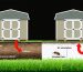 Illustration of a raised shed foundation highlighting air circulation and moisture prevention benefits, contrasted with a ground-level shed showing wood rot and pest issues.