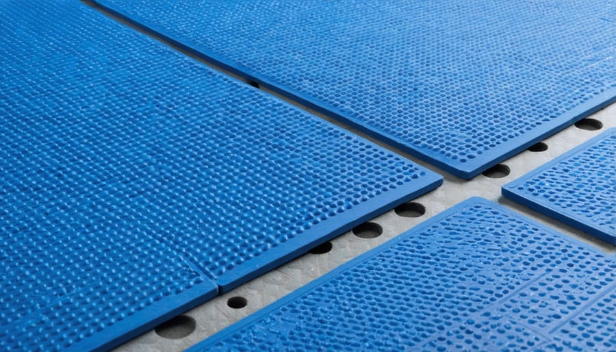 Step-by-step installation of floor soundproofing materials including rubber isolation mats