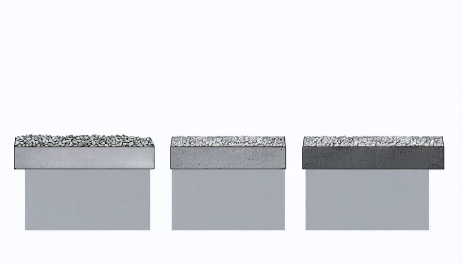 Side-by-side comparison of three different Tuff shed foundation options with labeled components