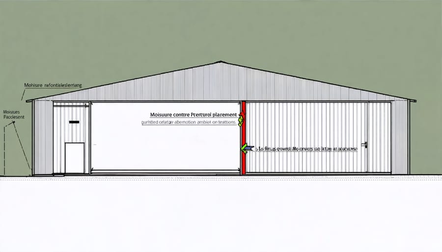 Cross-section illustration of shed showing climate control and ventilation features