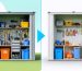 Conceptual illustration of an old, cluttered shed transforming into a modern, organized storage powerhouse with innovative storage solutions and strategic planning.