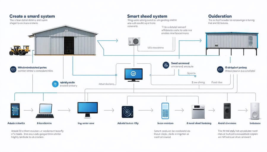 Diagram illustrating how different smart shed components connect to the central hub