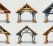A conceptual illustration of various shed roof truss designs, including Fink, Gambrel, Scissor, and Gable trusses, with detailed labels for each component.