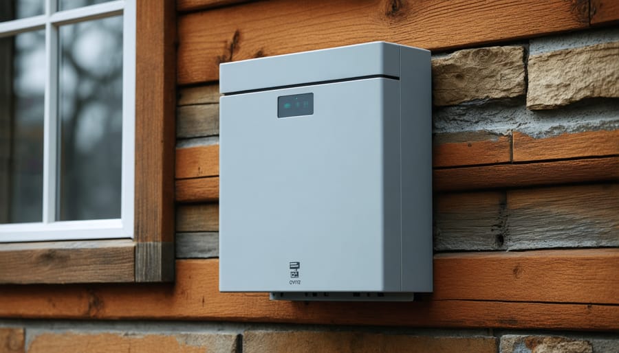 Weatherproof electrical enclosure with water beading on surface during rainfall