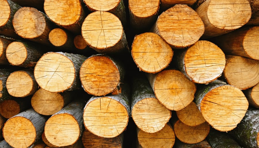 FSC certification mark on fresh lumber indicating sustainably sourced wood