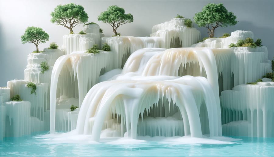 Modular cascade water feature kit components laid out showing installation parts