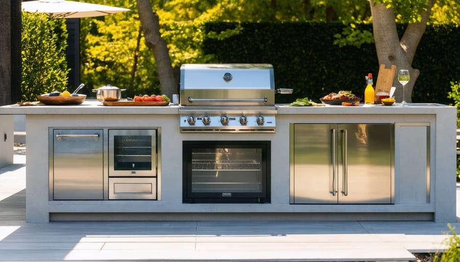 Affordable outdoor cooking setup with portable grill and simple prep station