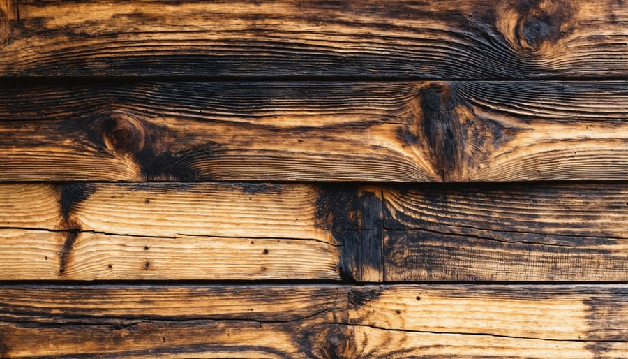 Stack of weathered reclaimed barn wood planks showing natural grain and vintage character