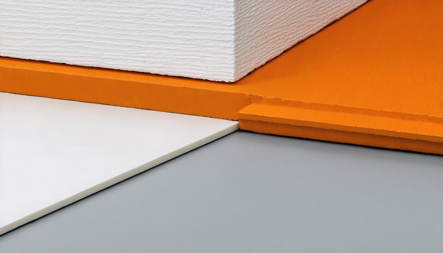 Close-up of hand applying weatherproof sealant to edge of plywood sheet with brush