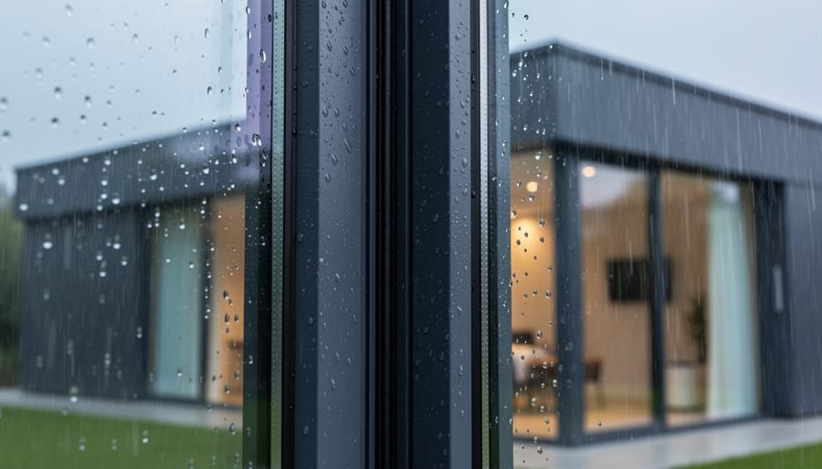 Close-up of weatherproof door seal and gasket system on outdoor enclosure