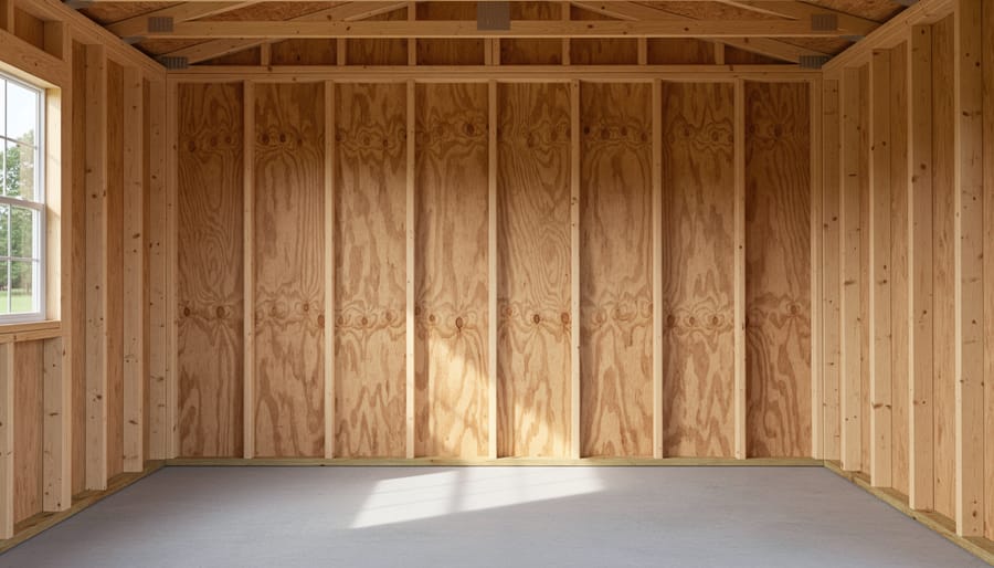 Close-up of installed plywood panel showing smooth finish and corner detail