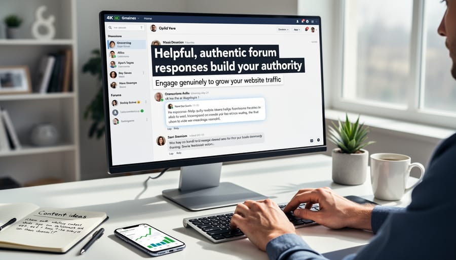 Close-up of hands typing helpful response on laptop keyboard in home office