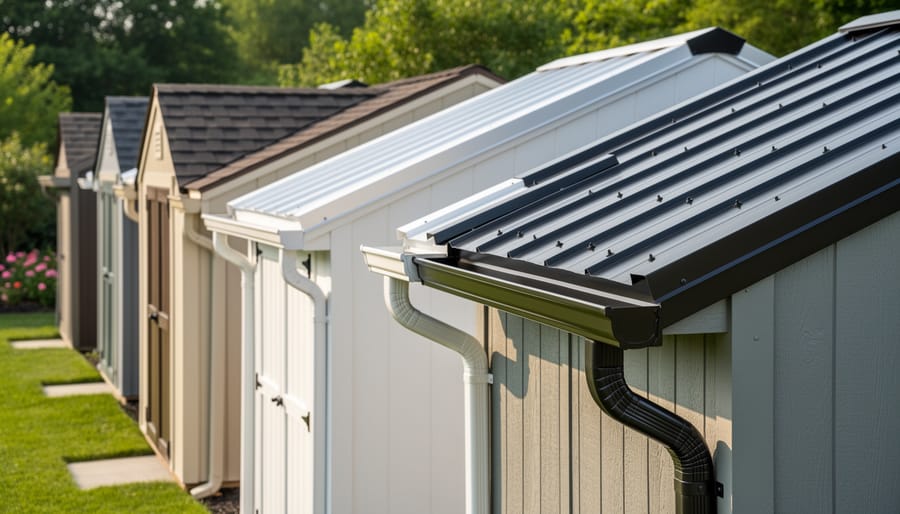 Comparison of K-style and half-round gutter profiles with mounting hardware