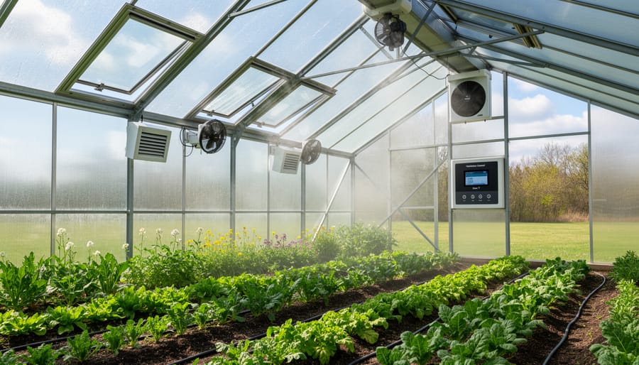Automatic vent opener mechanism on greenhouse window