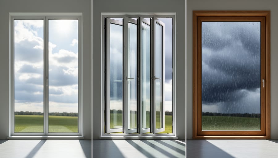 Close-up view of greenhouse frame connectors and clear panel glazing materials.