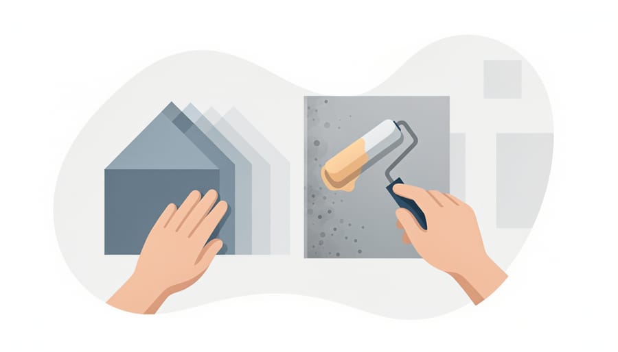 Gloved hand applying corrosion-resistant coating to a galvanized steel carport corner